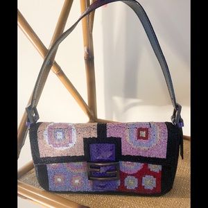 Authentic Fendi Beaded Snakeskin Baguette